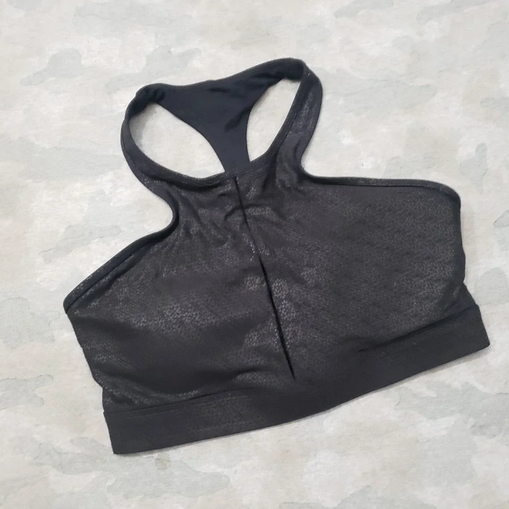 Zyia Active Sports Bra Womens Medium Black High Neck Pullover Gym